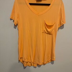 Adrienne Orange V-Neck Short Sleeve Tee